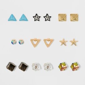 *3 For 20* Star Triangle Stone Cube Earring Set